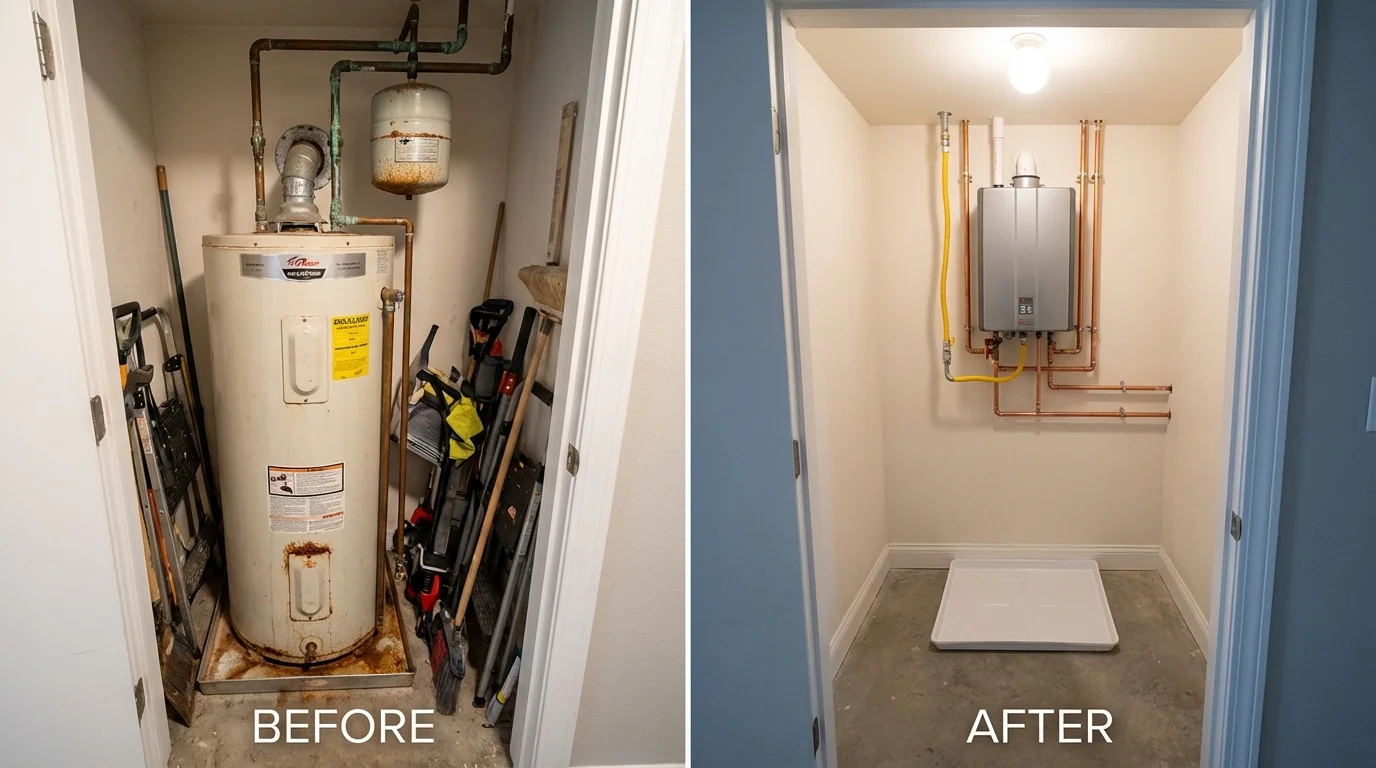 Tank water heater versus wall-mounted tankless unit comparison for Catskill, NY homeowners